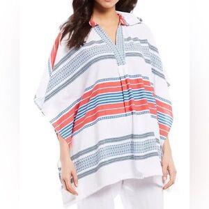 Tommy Bahama Baja Raja Multi Stripe Linen Blend Kaftan Hooded Size L/XL